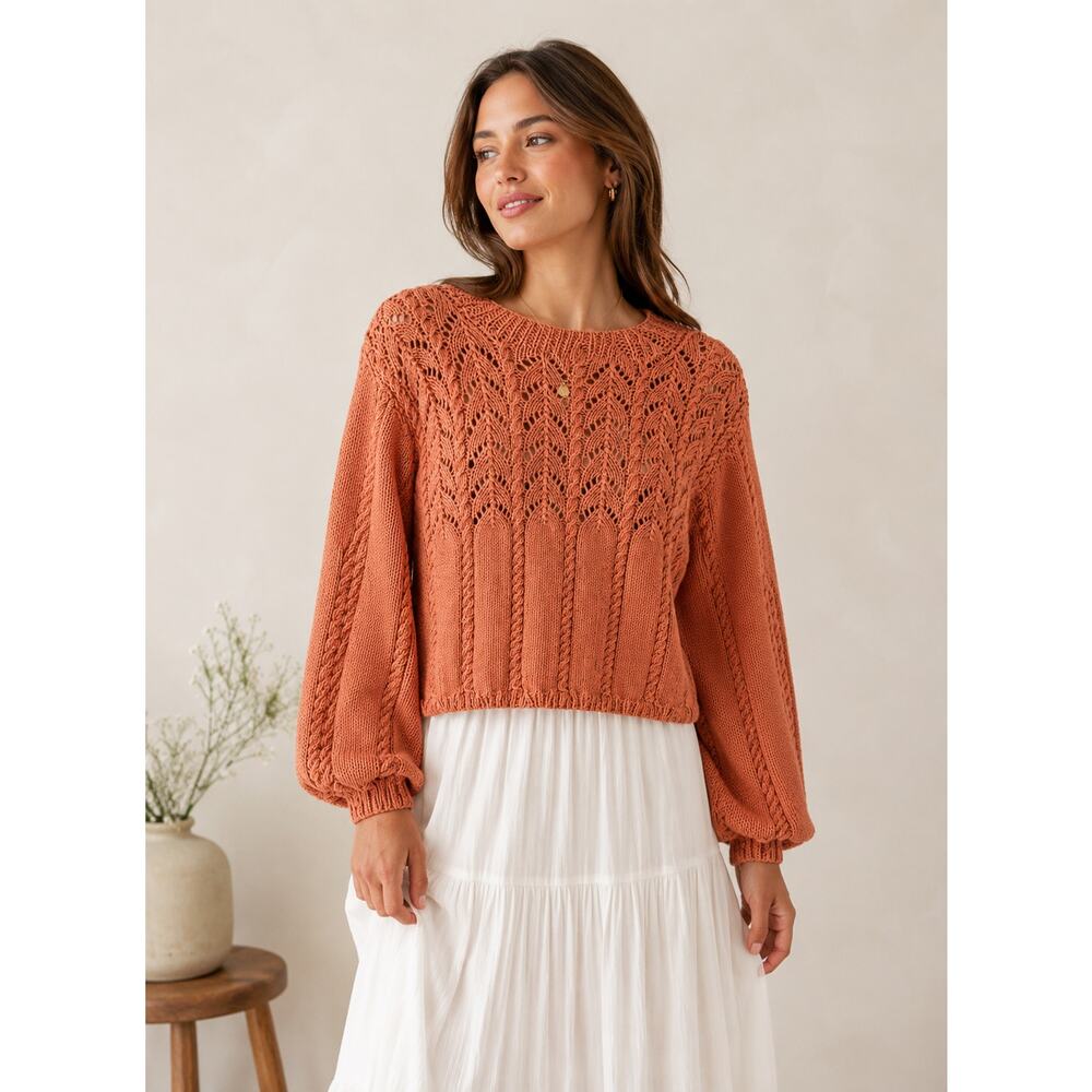 VTG Peach Cotton Sweater Size M/L Coastal Summer Beachy Oversized Fit